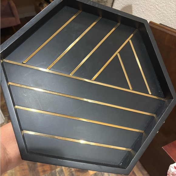 Nate Berkus x Target Black and Gold Hexagonal Tray perfect for #holiday #party - Picture 1 of 2